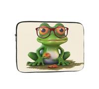 12 Inch Laptop Sleeve Bag Waterproof Shockproof Laptop Case Bags Lightweight Computer Skin Bag Frog Wearing Glasses Tablet Carrying Case