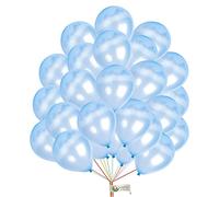 12 Inch Latex Balloon Metallic Pearl Light Blue Colour Pack of 25 For Valentine Day Decorations Wedding Anniversary Baby Shower Birthday Supplies Romantic Party Balloons.
