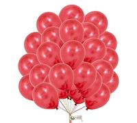 12 Inch Latex Balloon Metallic Pearl Red Colour Pack of 25 For Valentine Day Decorations Wedding Anniversary Baby Shower Birthday Supplies Romantic Party Balloons.