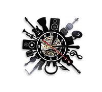 12 Inch LED Vinyl Wall Clock, Rock Music, Instrument Combination Music Art Silent, Home Decor, Best Gift for Him and Her - Man, Woman, Boyfriend and Girlfriend (Utanst?ende A)