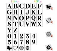 12 Inch Letter Stencils and Numbers,40 Pcs Reusable Plastic Large Alphabet Art Craft Stencils for Painting on Wood, Wall, Fabric, Rock, Chalkboard,Signs, DIY Art Projects