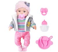 12 Inch Lifelike Baby Doll with 3-Piece Outfits, 4 Accessories & Feeding Playset - Realistic Rosy Cheeks & Blue Eyes, for Kids (Gift Box Package)