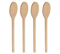 12 Inch Long Wooden Spoon Set by BICB | Natural Beechwood Mixing Spoons for Baking, Cooking & Stirring | Set of 4 Long Wooden Spoons | Cookware Sauce Spoons | Wood Mixing Spoon Set