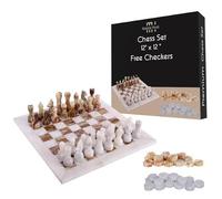 12 Inch Luxury Marble Chess Set - Chess Boards for Adults - Classic Chess Sets for Adults with Handcrafted Stone Board & Marble Chess Pieces - Ideal for Home Decor (White & Onyx Green)
