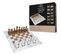 12 Inch Luxury Marble Chess Set - Chess Boards for Adults - Classic Chess Sets for Adults with Handcrafted Stone Board & Marble Chess Pieces - Ideal for Home Decor (White & Brown)