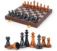 12 Inch Magnetic Chess Set with Acrylic Chess Pieces, Folding Chess Board with Storage, Includes 2 Extra Queens, Portable Travel Chess Game for Adults & Kids, for Home & Travel
