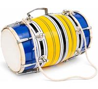 12 Inch Medium Handmade Wooden & Leather Classical Indian Folk Tabla Dholak Drum Set With Adjustable 14-Bolts & Tuning Spanner, Hand Percussion World Musical Instruments For Musicians Punjabi Dholki