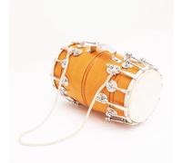 12 Inch Medium Handmade Wooden & Leather Classical Indian Folk Tabla Dholak Drum Set With Adjustable 28-Bolts & Tuning Spanner, Hand Percussion World Musical Instruments For Musicians Punjabi Dholki