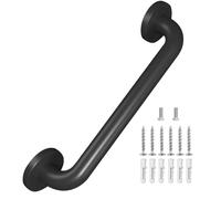 12 Inch Metal Industrial Pipe Wall Handrail Staircase Steps Indoor Exterior Outdoor Deck Hand Rail Safety Grab Bar (Matte Black) Handle for Stairs Bars Wall Elderly Grab Door