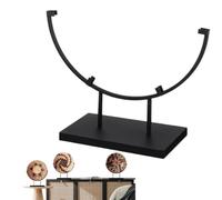 12-Inch Metal Plate Display Stand - Round Tabletop Easel | Sturdy iron holder for sliced rocks, crystals, picture tiles and platters; decorative picture frame rack for home decor