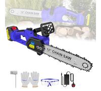 12 Inch Mini Chainsaw Cordless, 1200W Brushless Electric Chain Saw with 21V 1300mAh Li-ion Battery Handheld Chain Saw, Safety Lock and Strong Motor for Tree Trimming, Wood Cutting