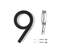 12 Inch Modern Floating House Numbers for Outside | Large Metal House Numbers for Outdoors | Black Coated Rust-Proof Home Address Numbers/Plaques | Metal Numbers