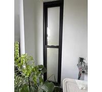 12 Inch Narrow Slider Window for Bathroom, Black Sliding Windows Shed Replacement Window, Customizable Frosted Glass Windows for Mobile Home(12x43in/30x109cm)