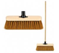 12 Inch Natural Coco Sweeping Broom with Wooden Handle, Soft Bristle Brooms | Soft Bristles, Coco Fibre 120cm Wooden Handle