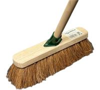 12" inch Natural Soft Coco Sweeping Broom with Wooden Handle Soft Bristle Sweeping Brush Ideal for Indoors and Outdoors Durable Home, Garage, Patio, Yard & Garden Broom