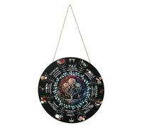12 Inch Pagan Wheel Of The Year Wood Sign Pagan Wall Decor Handmade Wicca Door Sign Wicca Door Sign Wall Decor Wicca Calendar Yule Altar With Knot Pattern Witches Runes Sabbats Pagan Sign