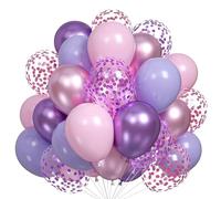 12 Inch Pastel Purple Baby Pink Blue Latex Balloons with Metallic Pink Purple Confetti Balloons Set for Wedding Birthday Shower Party Decoration(BB-PK+BL+PU)