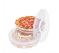 12-Inch Pie Carrier with Lid and Divider, 2-Pack Reusable Pizza Storage Container, Expandable Handle