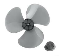12 inch Plastic Fan Blade Replacement 3 Leaves with Nut Cover for Pedestal Fan Table Fanner, Household Electric Fan Blades Accessories(Transparent Black)