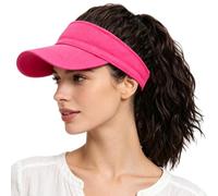 12 Inch Ponytail Baseball Cap with Hair Extensions for Women, Curly Wavy Visor Hat with Attached Synthetic Hair Adjustable Sun Visor Hat with Ponytail Wig for Daily Wear & Outdoor Sports