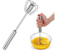 12 Inch Premium Egg Whisk, Semi-Auto Egg Whisk Hand Push Press Whisk, Stainless Steel Egg Beater Rotating Push Mixer Stirrer Kitchen Utensil Whisking Beating Mini Whisk Cooking Utensils for Blending