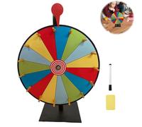 12 Inch Rainbow Prize Wheel, 12 Slots Color Spinning Prize Wheel for Tabletop or Floor, Spinning Wheels Dry Erase with Tray, Markers, Eraser, Roulette Wheel of Fortune for Prizes Carni (A)