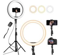 12 Inch Ring Light with Tripod Stand & Phone Holder - 64” Adjustable LED Selfie Light with Remote, 3 Lighting Modes & 10 Brightness Levels for YouTube, TikTok, Makeup & Live Streaming (12'')