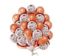 12 inch Rose-Gold Pearl Balloons Rose-Gold Birthday Age Confetti Balloons Latex Balloon with Balloon Ribbon for Party Decoration Party Pack 16pc 10TH Birthday Balloons