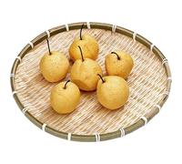 12 Inch Round Bamboo Basket Stackable Flat Storage Serving Tray Woven Fruit Tray for Kitchen Dining Garden Table Storage Rattan Basket for Organising and Display