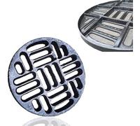 12 Inch Round Cast Iron Drain Grate Cover - Heavy Duty Trench Drain Replacement for Outdoor Sewer & Floor Drains - Durable Black Grate (55x3cm / 21.7x1.2in)