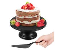 12 inch Round Cupcake/Cup Cake Stand with Cake Spatula, Wooden Tower Tiered Dessert Stand with Pedestal, Baking Serving Tray Platter for Birthday Party Wedding Afternoon Tea Baby Shower(black)