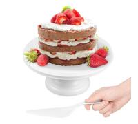 12 inch Round Cupcake/Cup Cake Stand with Cake Spatula, Wooden Tower Tiered Dessert Stand with Pedestal, Baking Serving Tray Platter for Birthday Party Wedding Afternoon Tea Baby Shower(white)