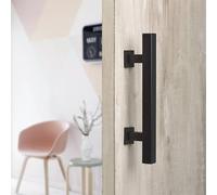 12 Inch Rustic Barn Door Handle for Sliding Door Barn Door Hardware Black Door Pull Plate Antique Long Base Gate Handles Pulls Push