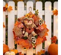 12 Inch Scarecrow Fall Wreaths for Front Door with Artificial Flowers