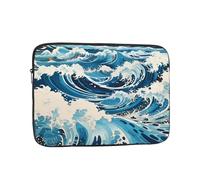 12 Inch Shockproof Laptop Bag, Full Width Ukiyo-E Style Waves Print Handbag Suitable For Business And Daily Use
