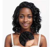 12 Inch Short Curly Lace Front Wig Human Hair Wigs 150% Density Black Deep Wavy Glueless Wigs 13x5x1 Swiss Lace Front Bob Wigs Side Part