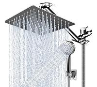 12 Inch Shower Head, High Pressure Shower Head with 11 Inch Adjustable Extension Arm and 5 Settings Shower Head, Powerful Spray Against Low Pressure Water with Long Hose