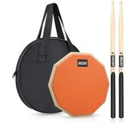 12 Inch Silent Drum Pad,Dumb Drum Beginner Rubber Practice Pad,with 5A Drum Sticks & Storage Bag(Orange)