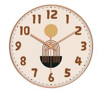 12 Inch Silent Non-Perforated Wall Clock with Quartz Movement for Living Room and Bedroom, Cream Color(D)