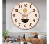 12 Inch Silent Non-Perforated Wall Clock with Quartz Movement for Living Room and Bedroom, Cream Color(A)