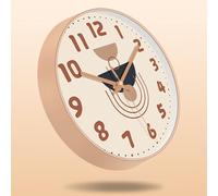 12 Inch Silent Non-Perforated Wall Clock with Quartz Movement for Living Room and Bedroom, Cream Color(C)