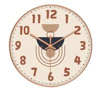 12 Inch Silent Non-Perforated Wall Clock with Quartz Movement for Living Room and Bedroom, Cream Color(B)