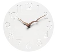 12 inch Silent Wall Clock, Non Ticking Battery Operated Large Wall Clock, Exquisite Modern Style Decorative Clock, Cute Cool Big Numbers Wooden Clock for Wall Decor, Easy to Read (White)