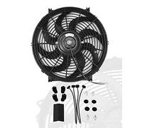 12" inch Slim Fan Pull Electric Radiator Cooling Fans 12V Mount Kit Unversal Black