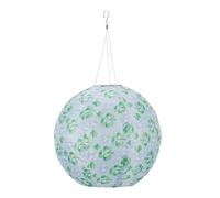 12 Inch Solar Lantern Nylon Waterproof Garden Hanging LED Lights Outdoor Waterproof Lamp (White-Green Flower)
