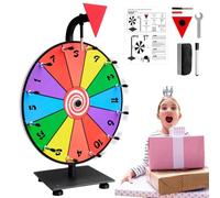 12 Inch Spin The Wheel Game | Colorful 12 Slot Dry Erase Prize Wheel with Marker and Eraser | Bright Tabletop Roulette of Fortune for Carnival Activities, Trade Show Displays, Classroom Rewards,