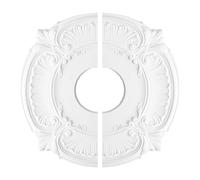 12 Inch Split Ceiling Medallion, PU Ceiling Rose, No Drill Adhesive Cover Plate, Decorative Ring For Pendant Lights Chandeliers For Living Room Bedroom Hallway, Easy Install For DIY Homeowners Renters