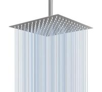 12 Inch Square Rain Shower Head - High Pressure Ultra Thin 304 Stainless Steel Showerhead, Matte Silver Finish with Silicone Nozzles - for Full Body Waterfall Coverage, Easy Lush Bathroom Experience