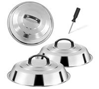 12 Inch Stainless Steel Cheese Melting Dome - 3 Pack BBQ Griddle Accessories, Basting Cover & Steaming Cover Wok Lids, Fits Blackstone Camp Chef Flat Top Griddle, Indoor Outdoor Use