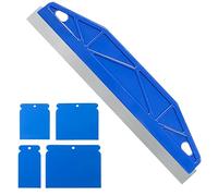12-Inch Stainless Steel Paint Edger Tool, 4 Scrapers, Cutting in Tools for Painting, Paint Shield for Cutting in, Wallpaper Scraper Painting Tools for Repairing Walls Ceilings Baseboards (Blue, 1+4)